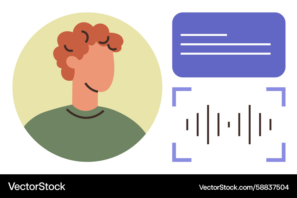 Person using voice recognition software with audio Vector Image