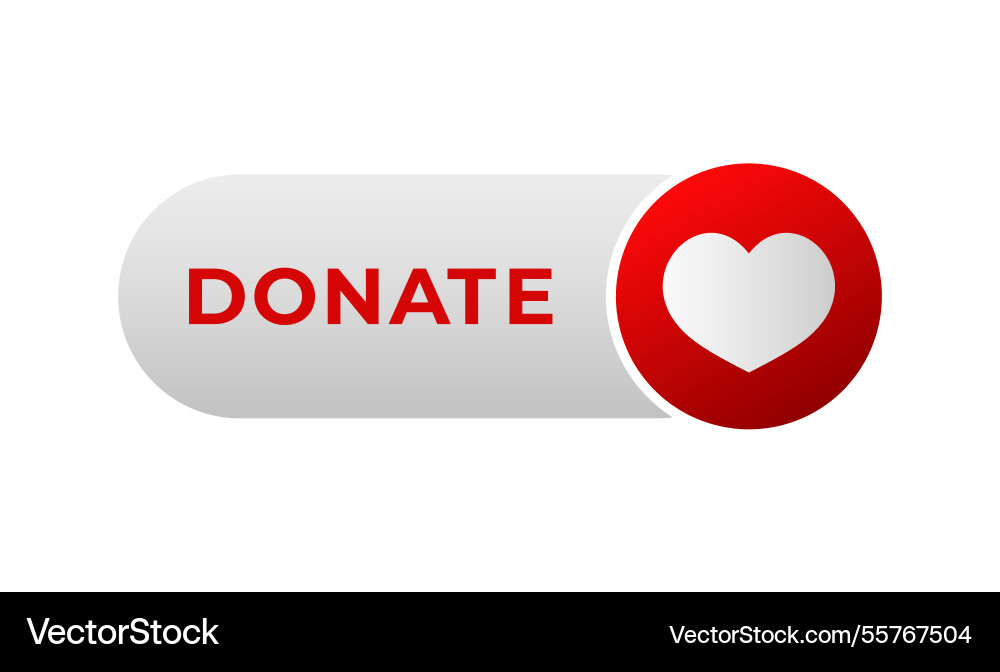 Red donate button with heart symbol Vector Image