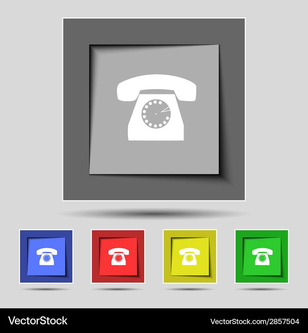 Retro telephone web icon set colourful buttons Vector Image