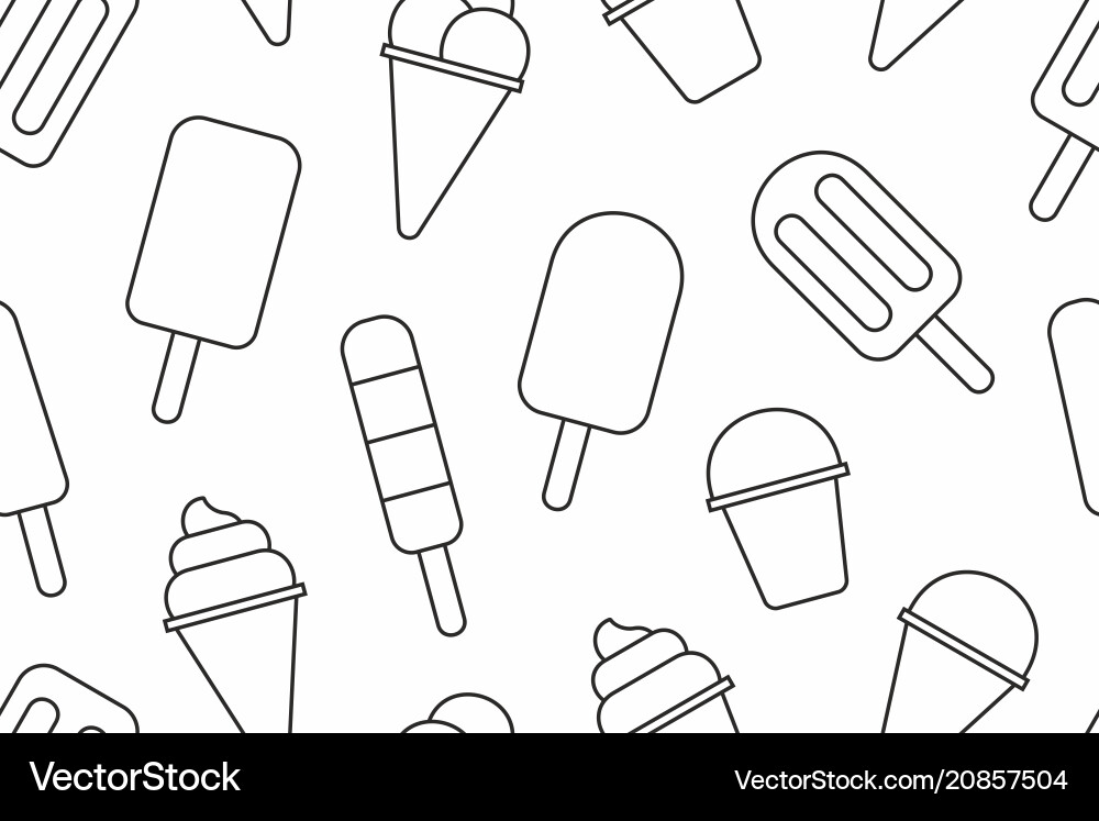 Seamless pattern with different ice cream vector image