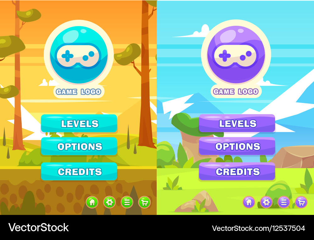 Set of main menu with buttons vector image
