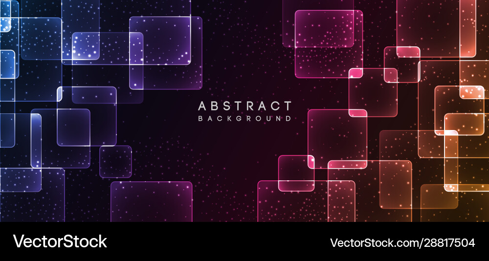 Shiny neon design square shape abstract background Vector Image
