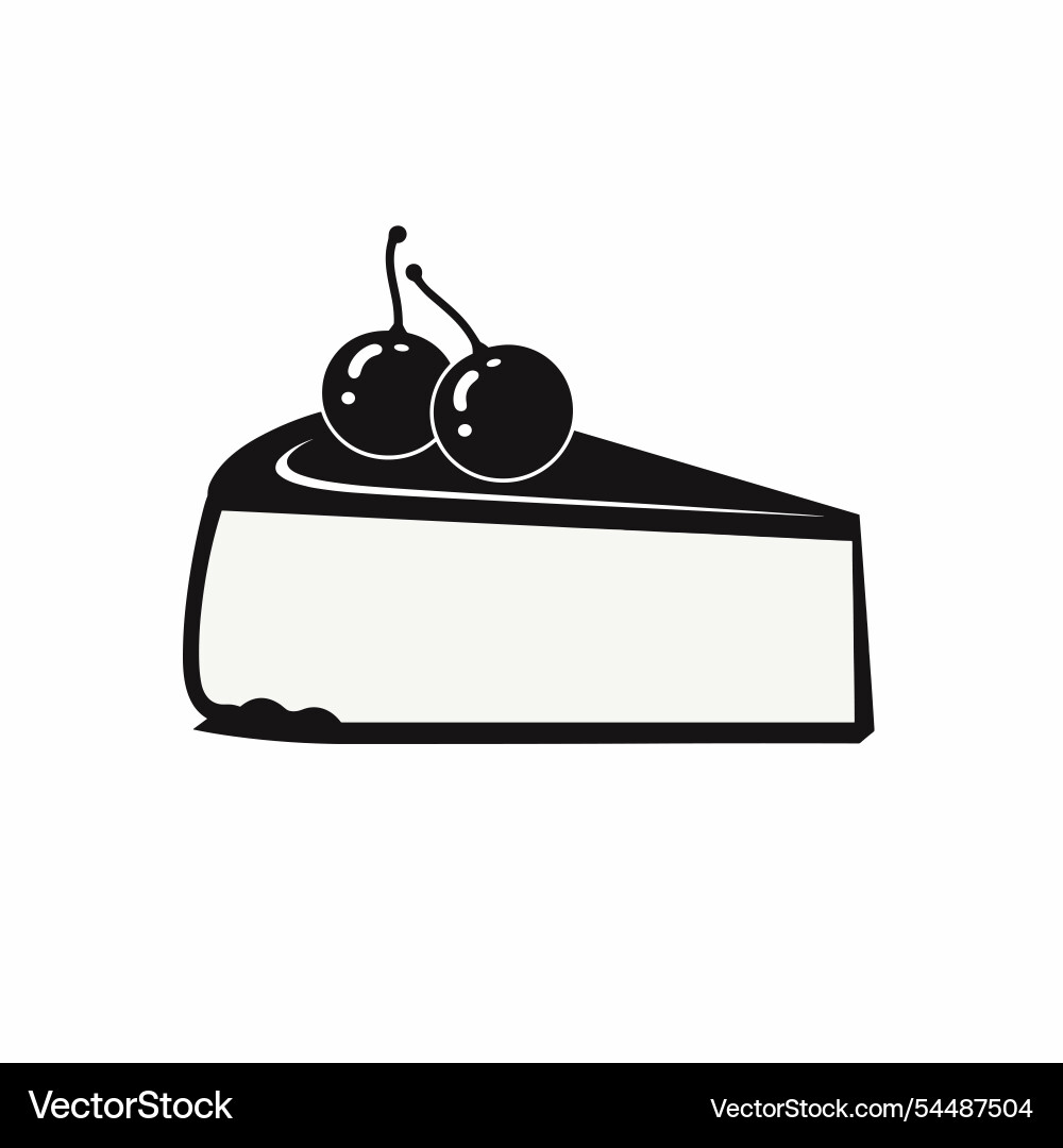 Slice of dessert topped with cherries in a simple Vector Image