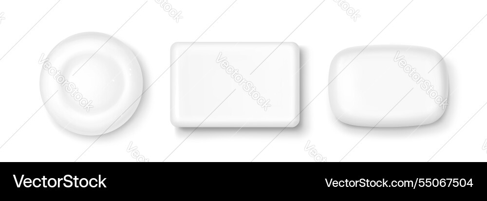 Soap bar 3d set of round and rectangular shapes Soap bar 3d set of round and rectangular shapes vector image