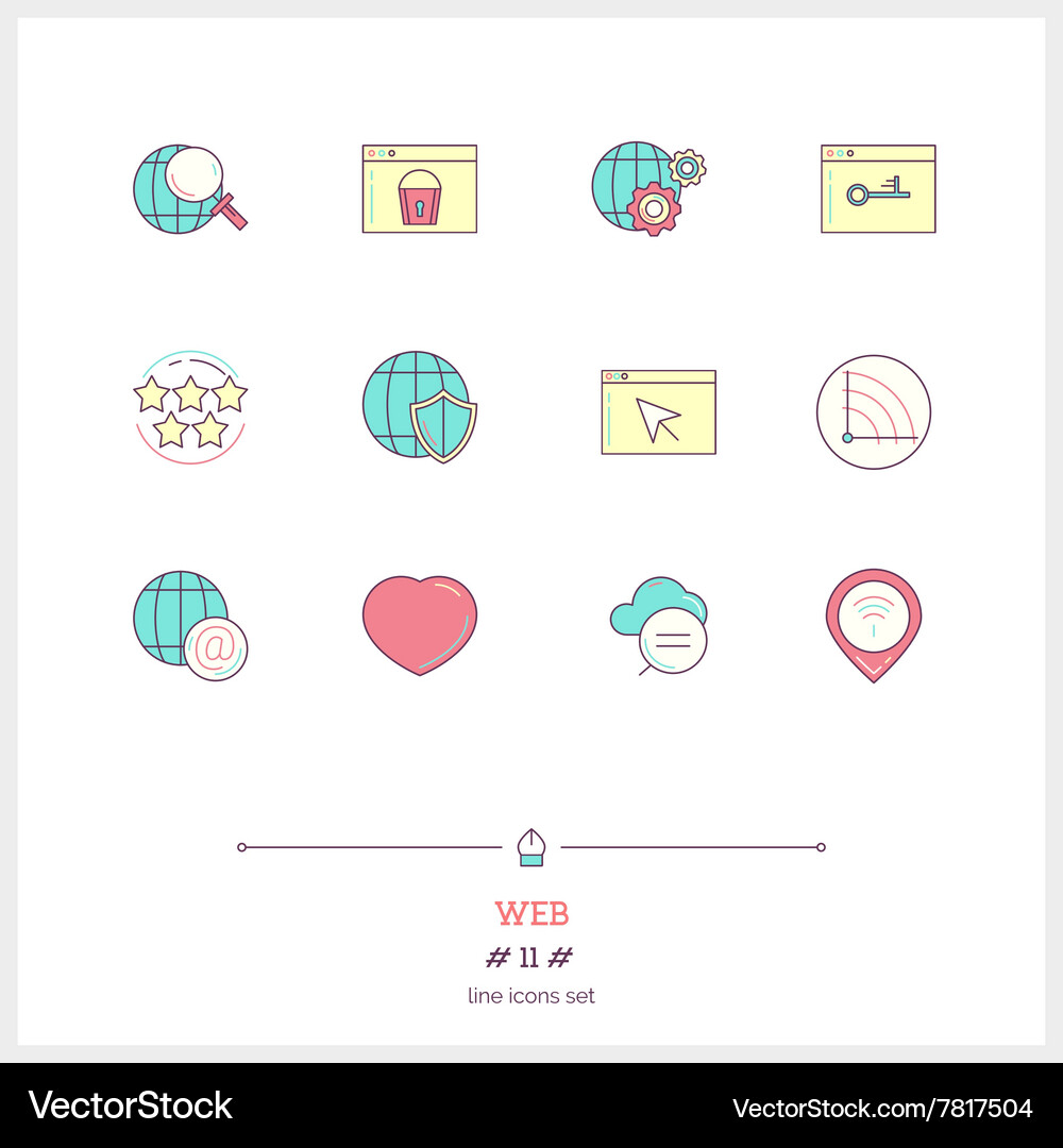 Web line icons set Vector Image