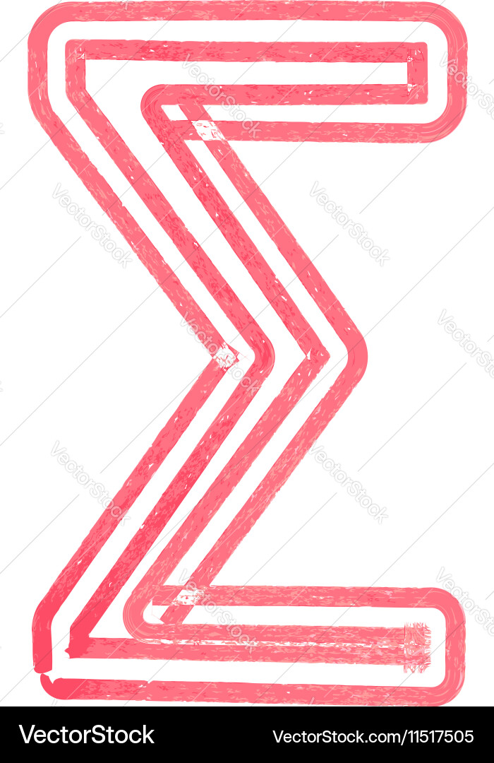 Abstract sigma sum symbol made with red marker Vector Image