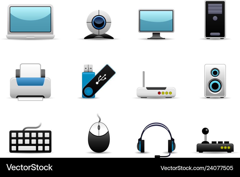 Computer hardware icons a group of it hardwares Computer hardware icons a group of it hardwares vector image