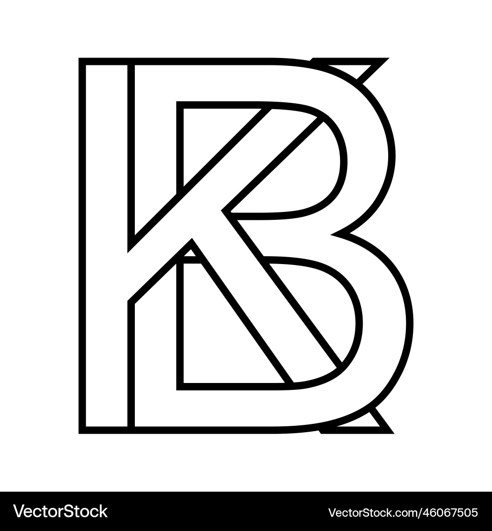 Logo-Zeichen kb bk-Symbol doppelte Buchstaben logotype b k Vektorbild