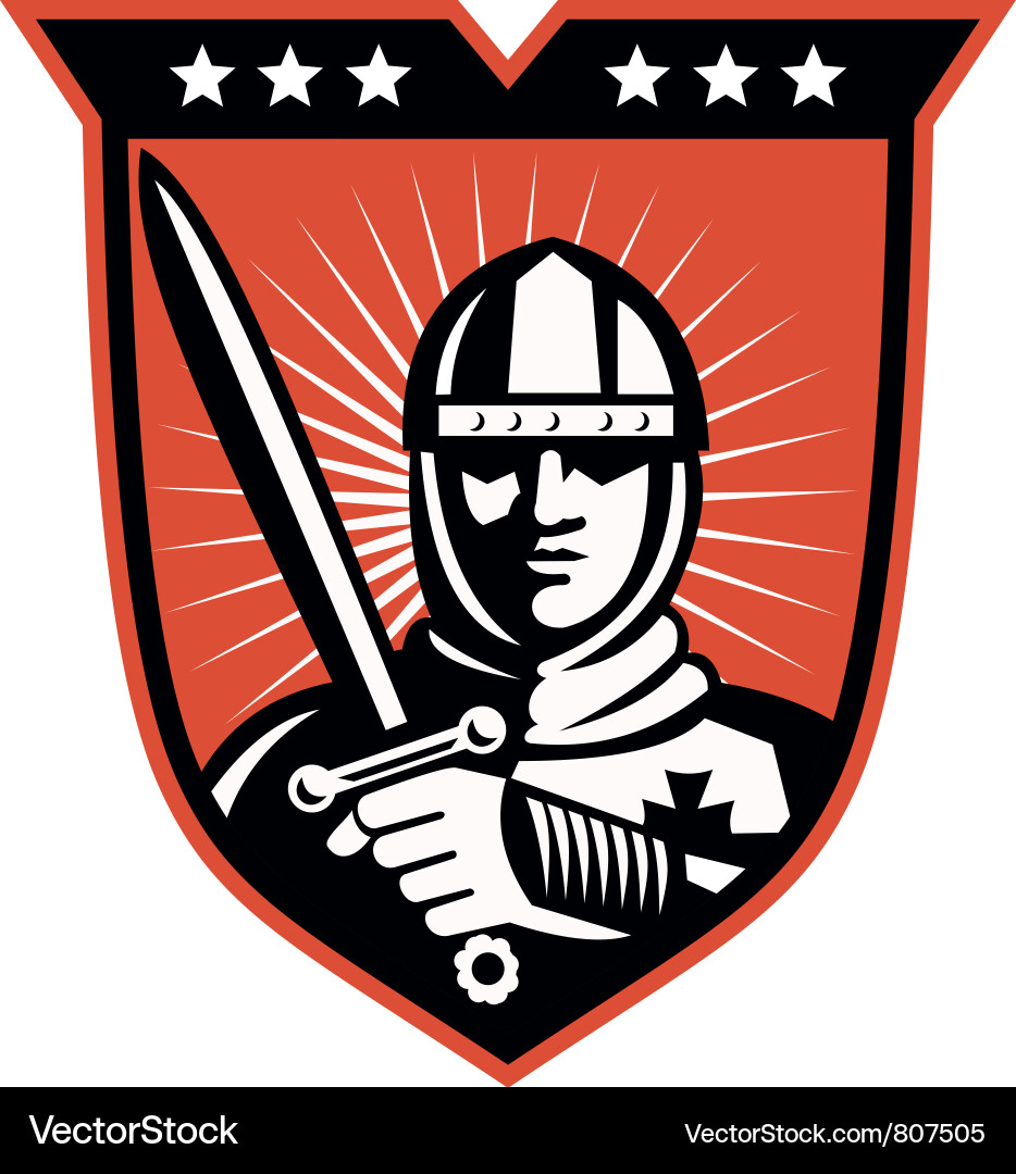Medieval Knight Crusader with Sword vector image