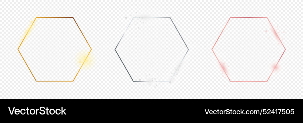 Set of three hexagon frames Set of three hexagon frames vector image