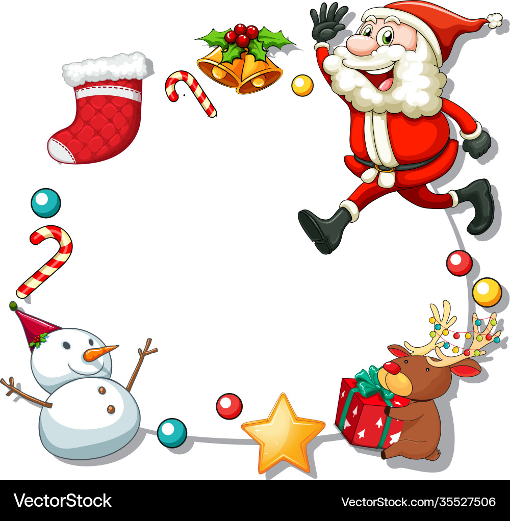 Christmas frame with objects on white Christmas frame with objects on white vector image