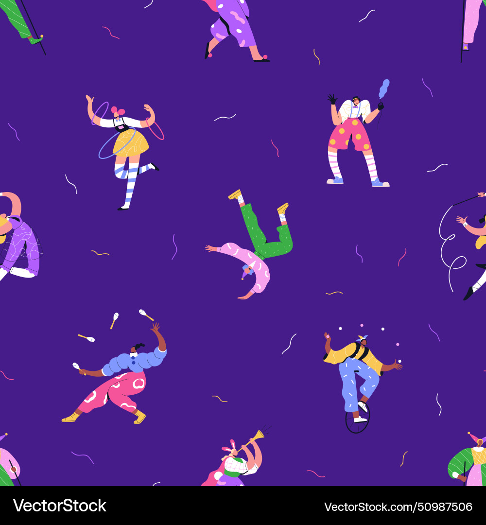 Circus characters seamless pattern design Circus characters seamless pattern design vector image