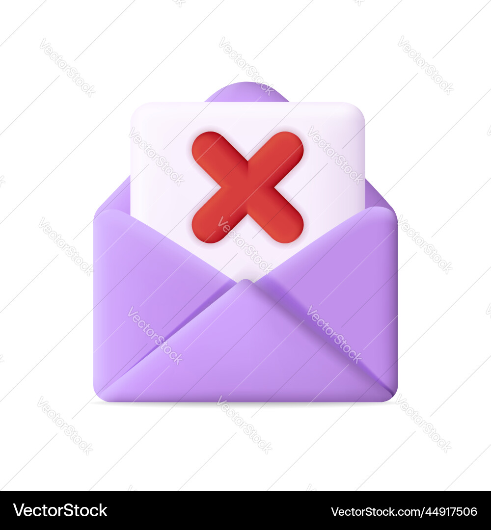 Envelope with cross 3d icon for unsubscribe open Vector Image