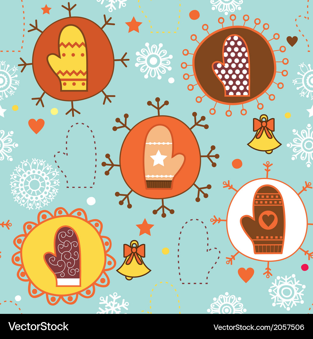 Mitten seamless pattern copy square to the side Vector Image