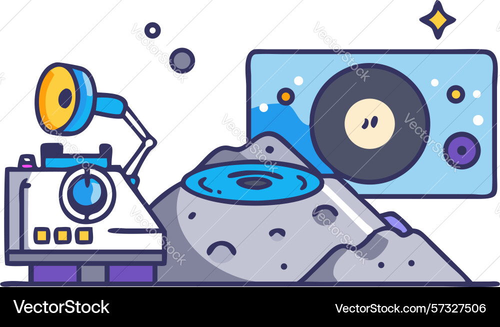 Record player with speakers and abstract sound Vector Image