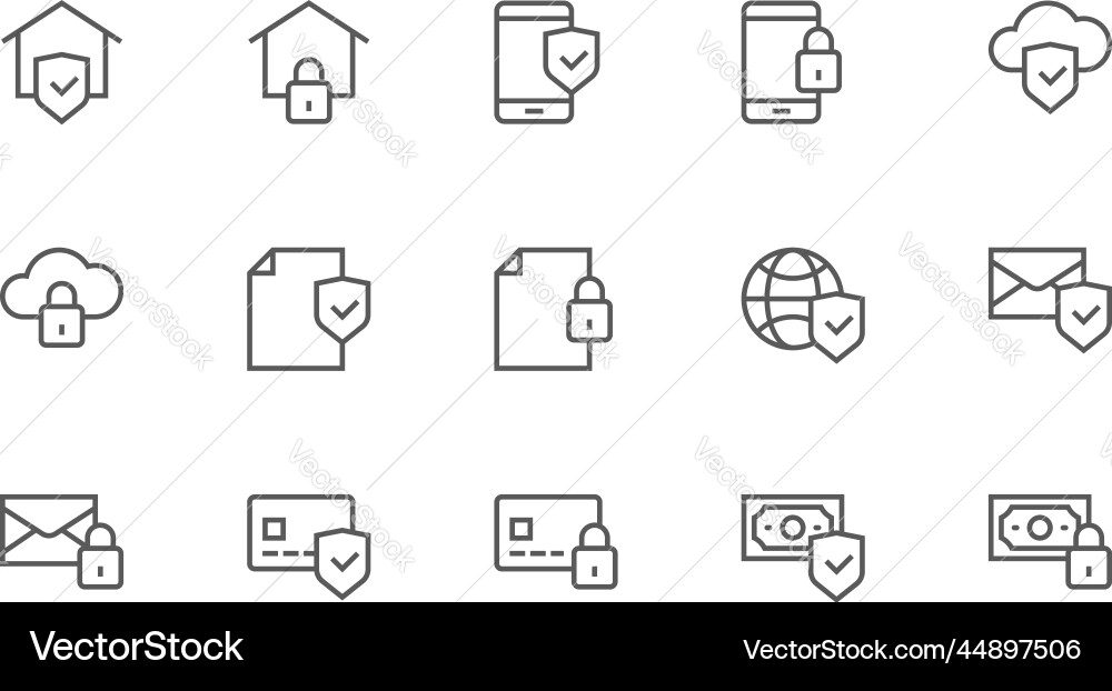 Security and protection line icons set Security and protection line icons set vector image