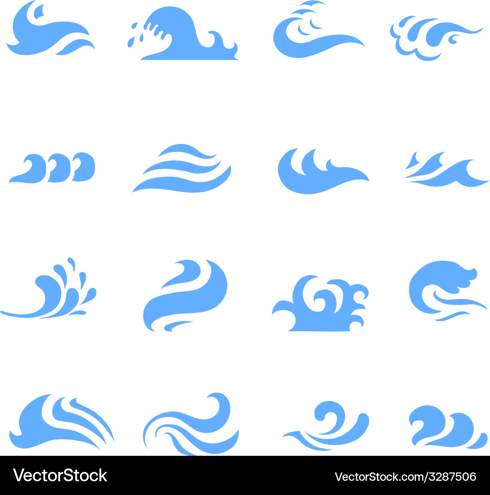 Wave Symbol Set - Blue Water Icons vector image