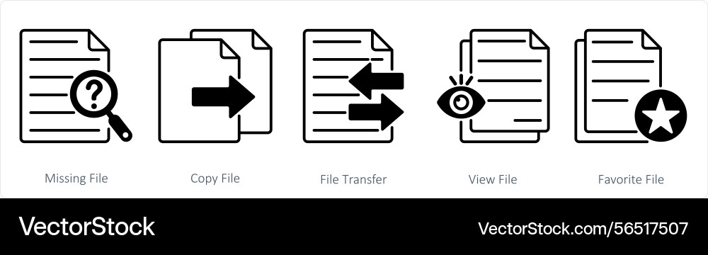 A set of 5 files icons as missing file copy vector image