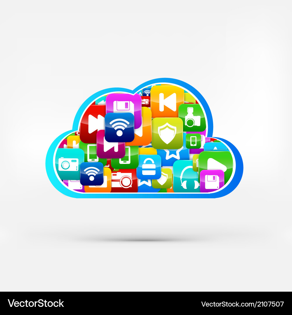 Application buttonsocial mediacloud computing Vector Image