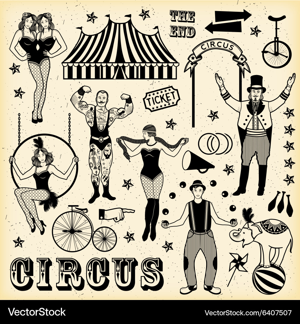 Circus Characters Pattern vector image