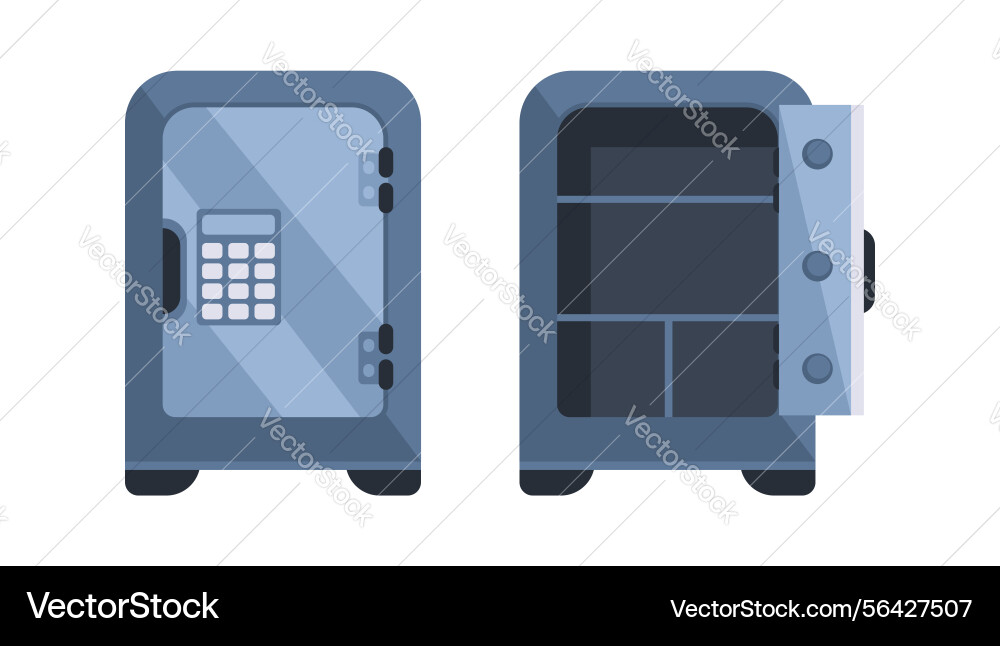Closed and opened metal safe box with empty Closed and opened metal safe box with empty vector image