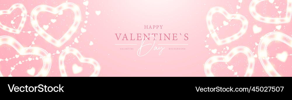 Frohe Valentinstag Plakat mit Neon Liebe Herzen Frohe Valentinstag Plakat mit Neon Liebe Herzen vektorbild