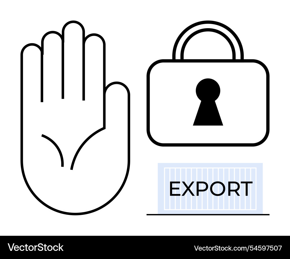 Hand gesture lock symbol and export container Hand gesture lock symbol and export container Vector Image