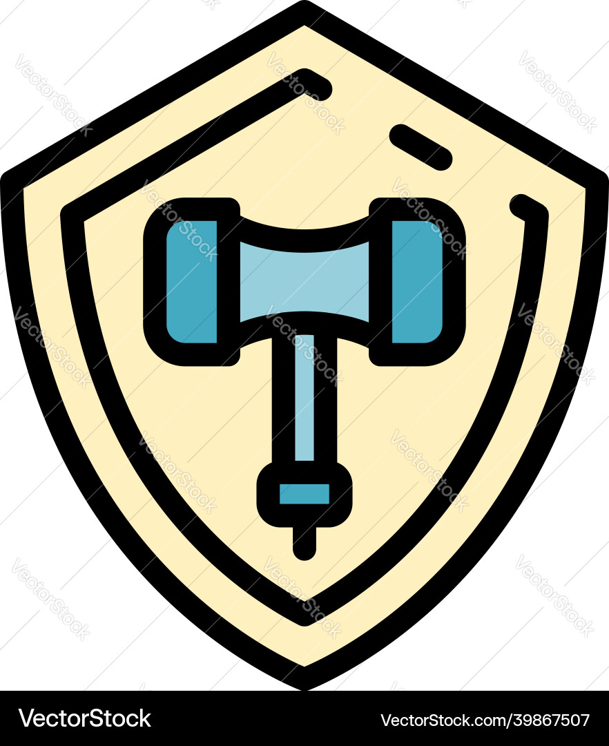 Shield judge hammer icon color outline Vector Image