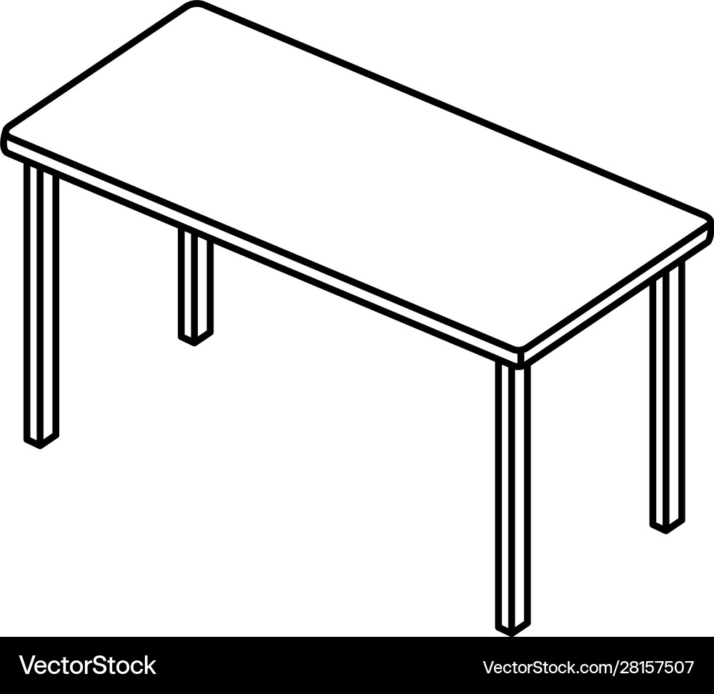 Table rectangle furniture line style icon – Royalty-Free Vector |  VectorStock, image size:1000x971