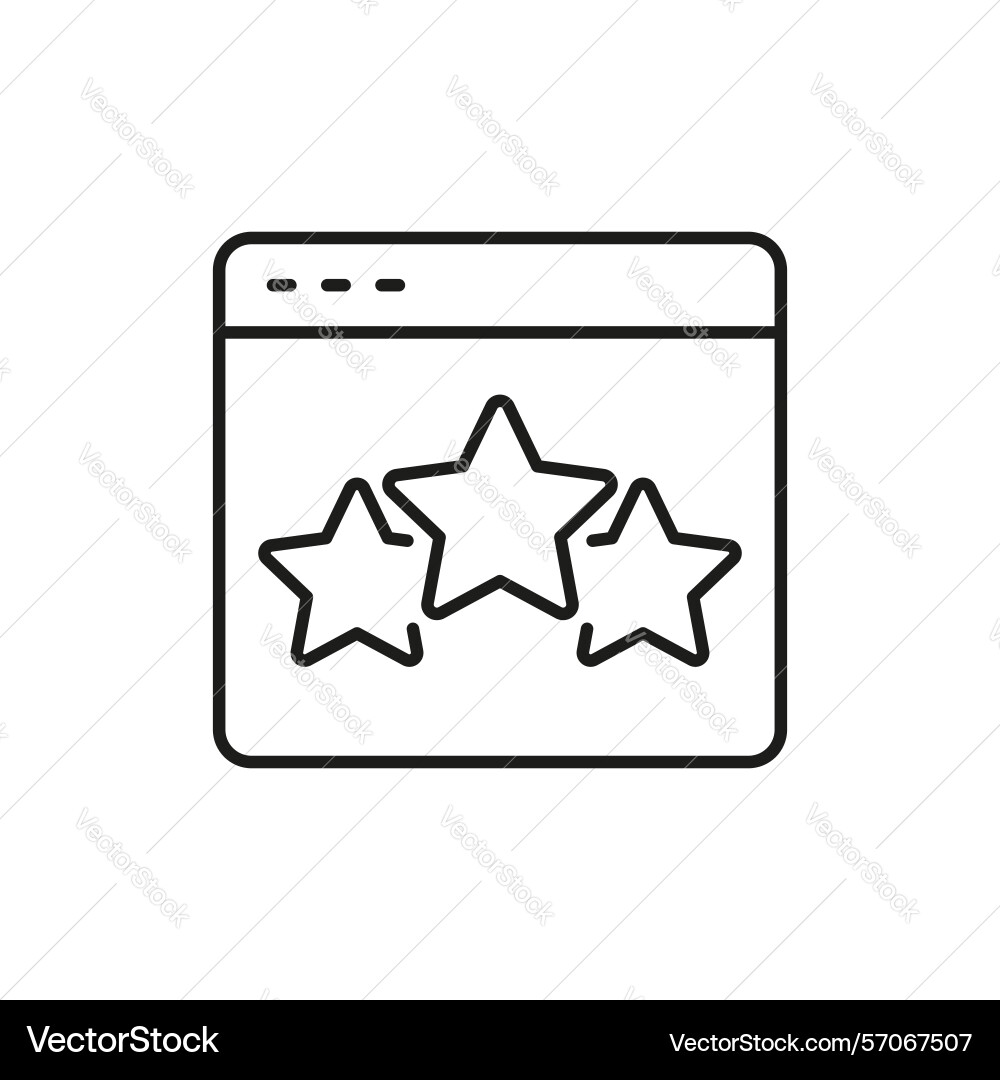 Web page with stars line icon online rating Web page with stars line icon online rating Vector Image