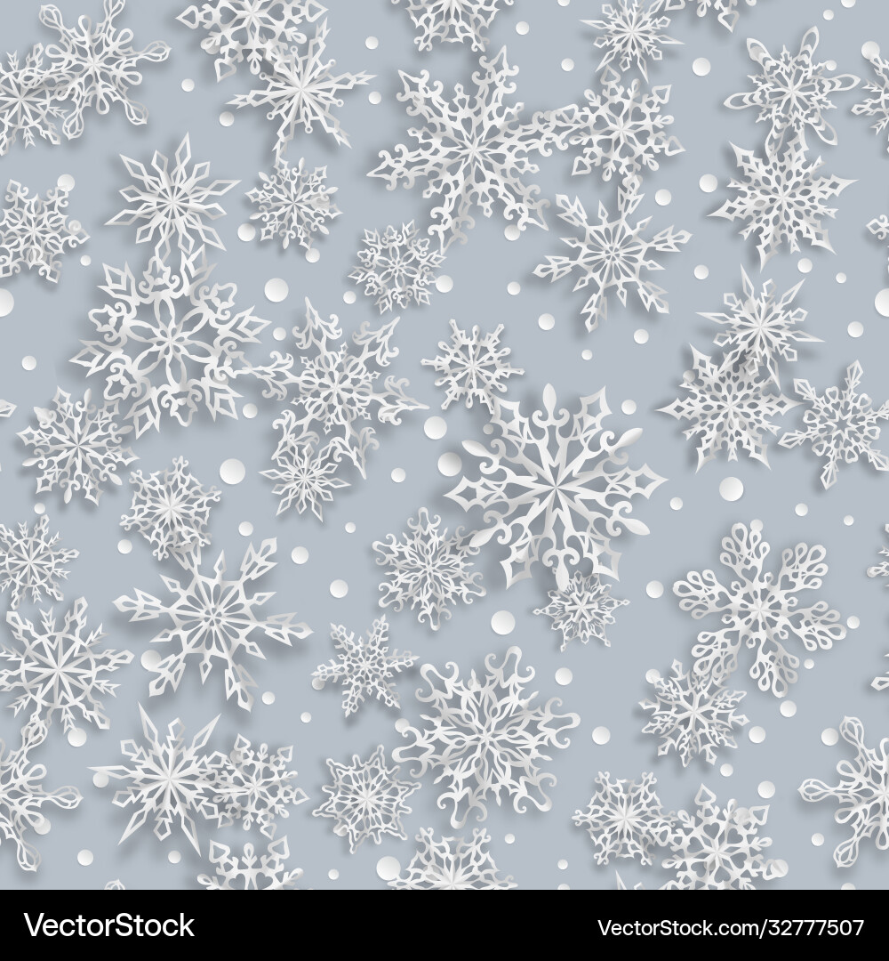 Winter Snowflake Pattern - Seamless Vector Image