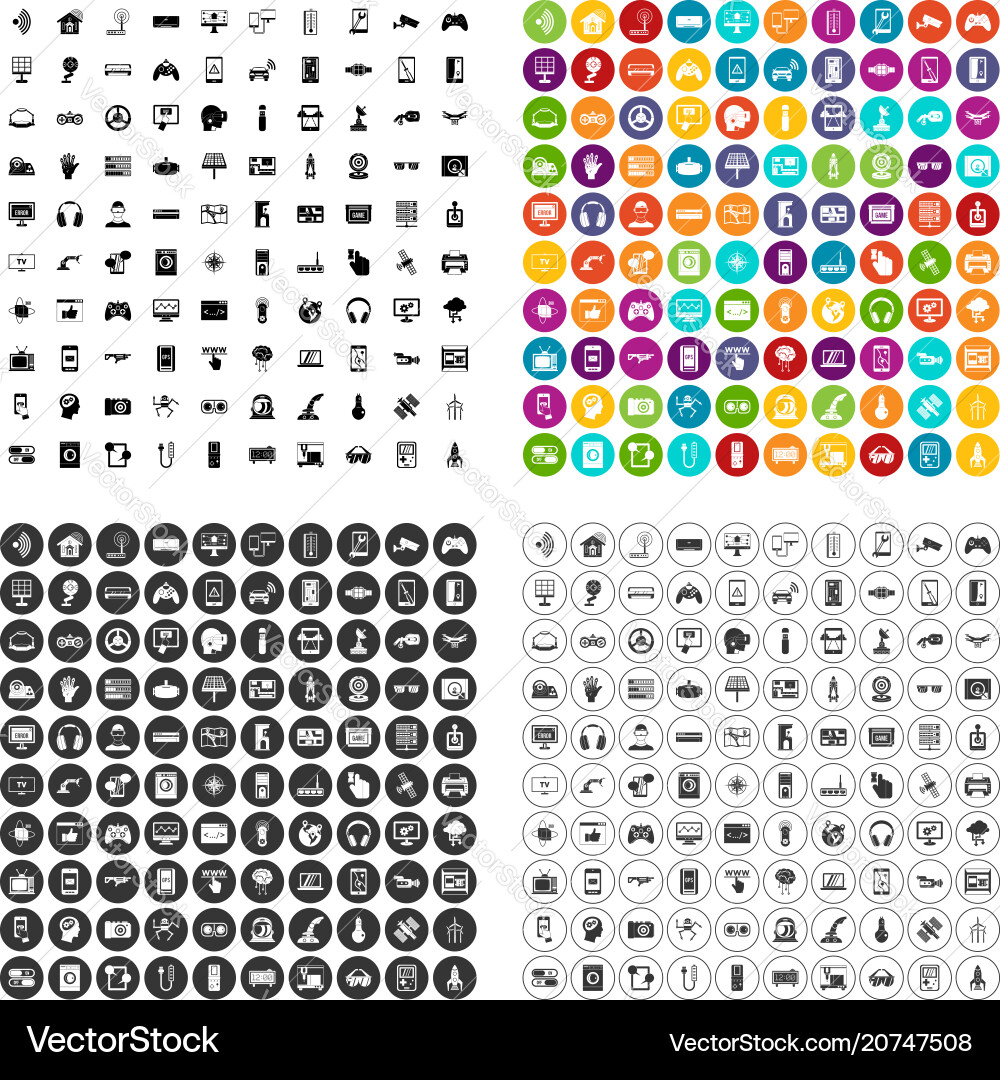 100 software development icons set variant Vector Image