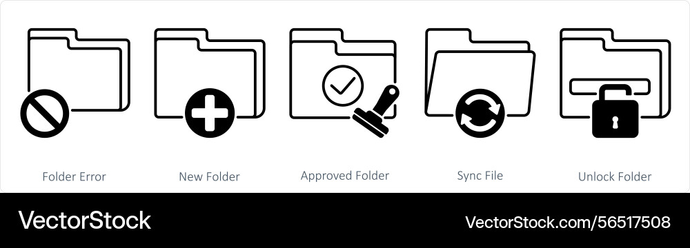 A set of 5 files icons as folder error new vector image