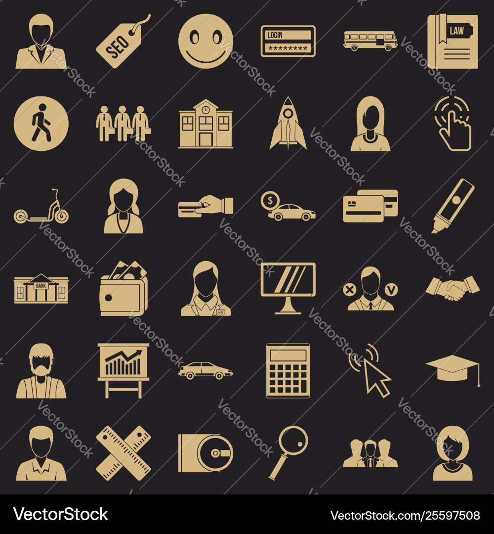 Action icons set simple style Vector Image