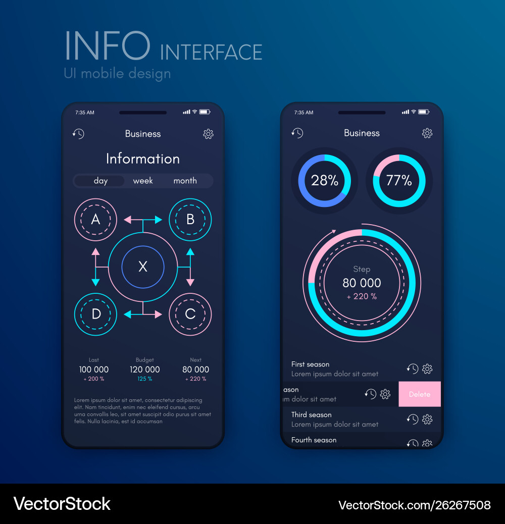 Graphics mobile infographics with three Graphics mobile infographics with three vector image