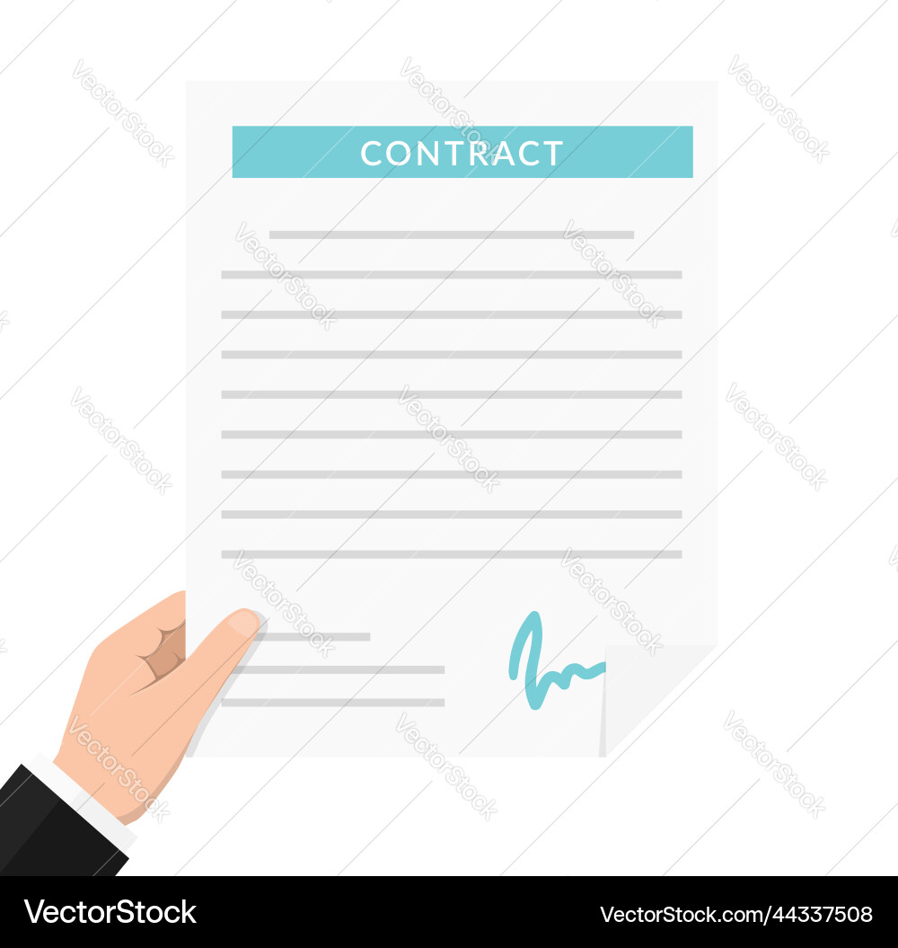Hand Holding Contract Document Vector Image
