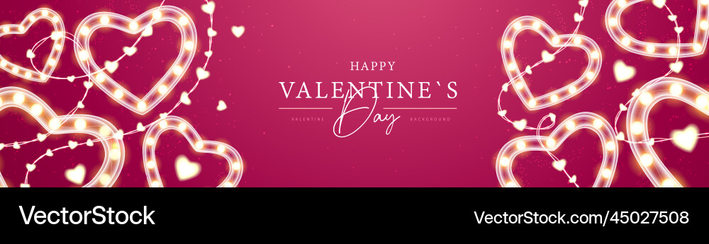 Happy valentines day poster with neon love hearts Happy valentines day poster with neon love hearts vector image