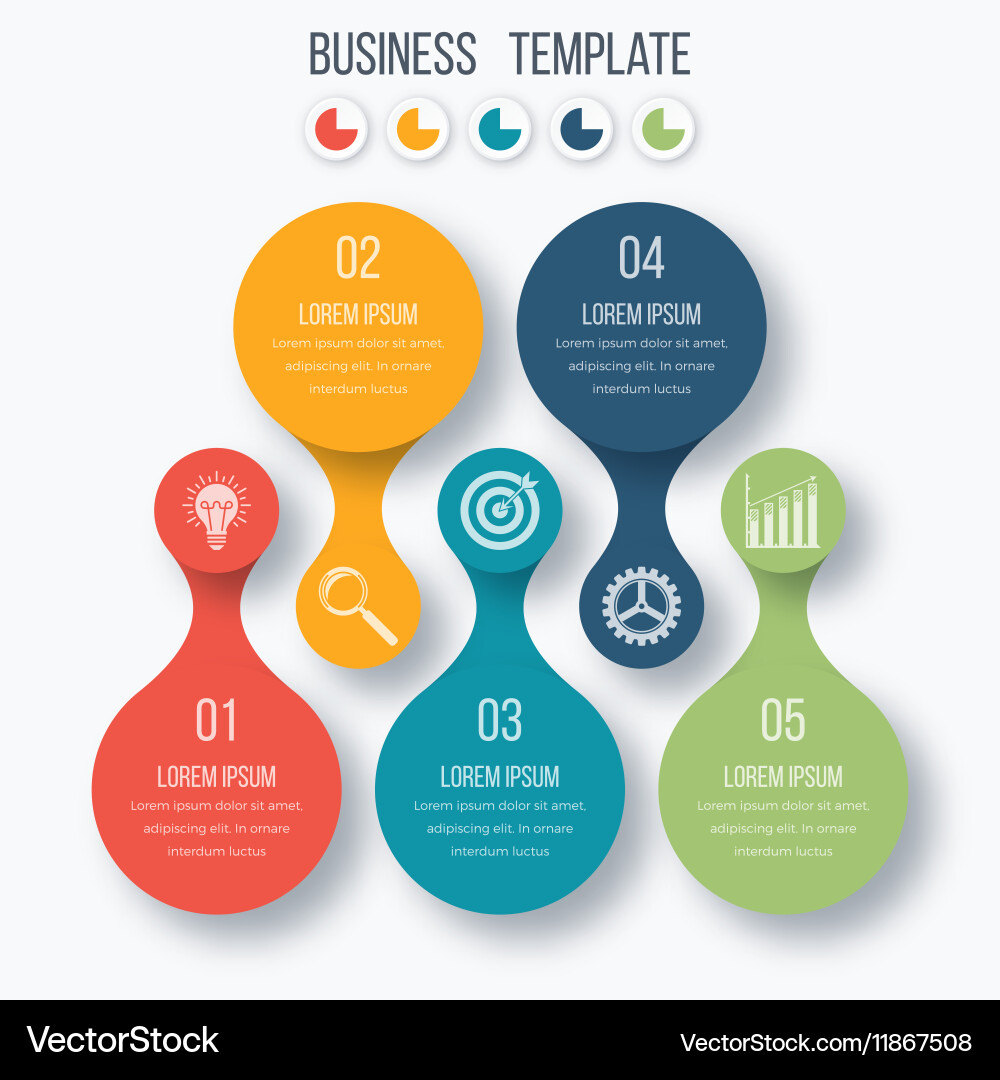 Infographics template five options with circle Vector Image