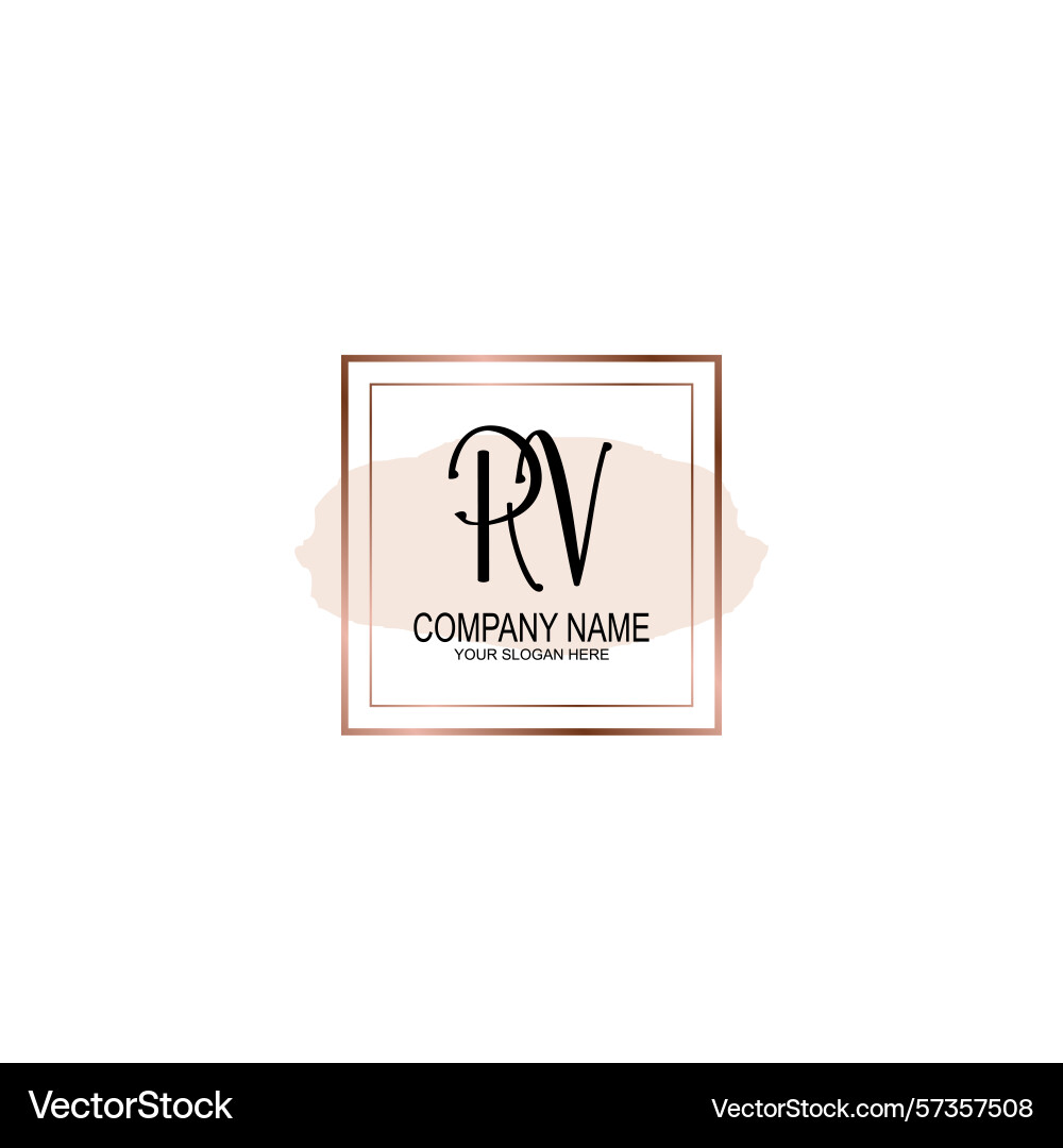 Minimalist handwritten rv initial logos with soft Vector Image