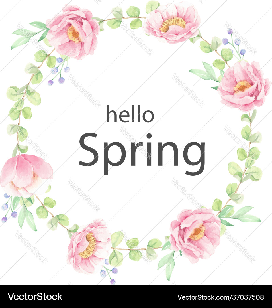 Pink Peony Spring Wreath Vector Image