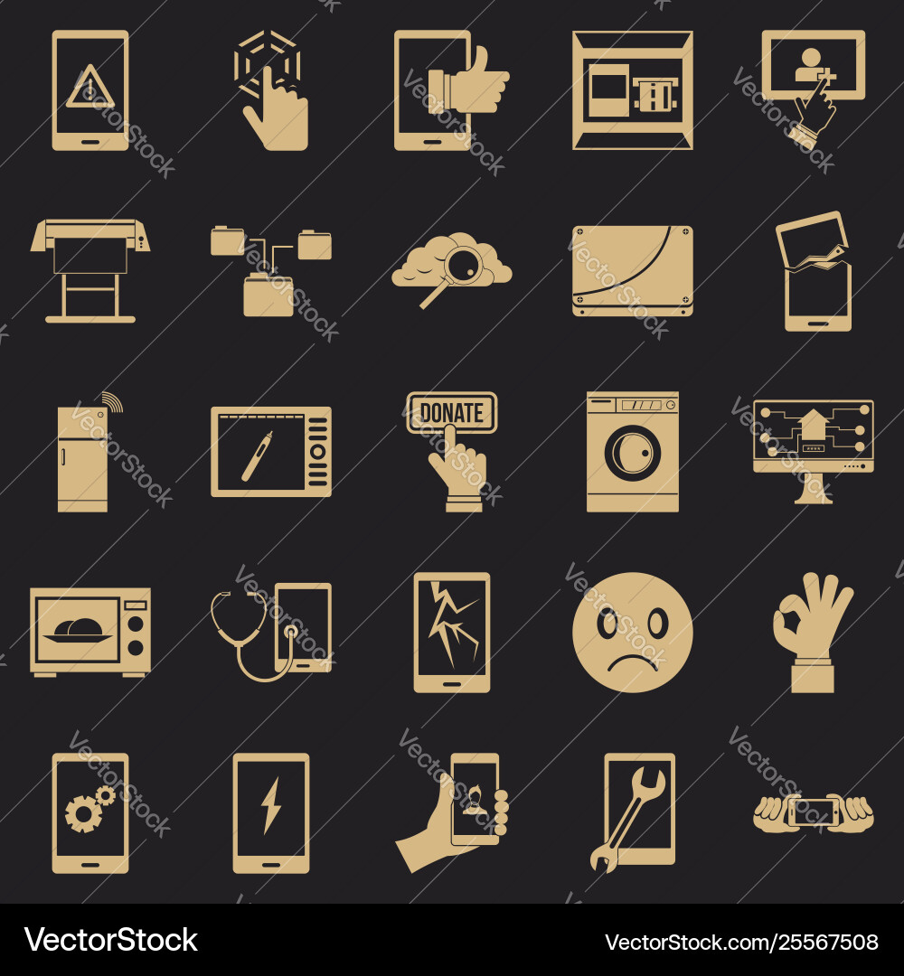 Screen icons set simple style Screen icons set simple style vector image