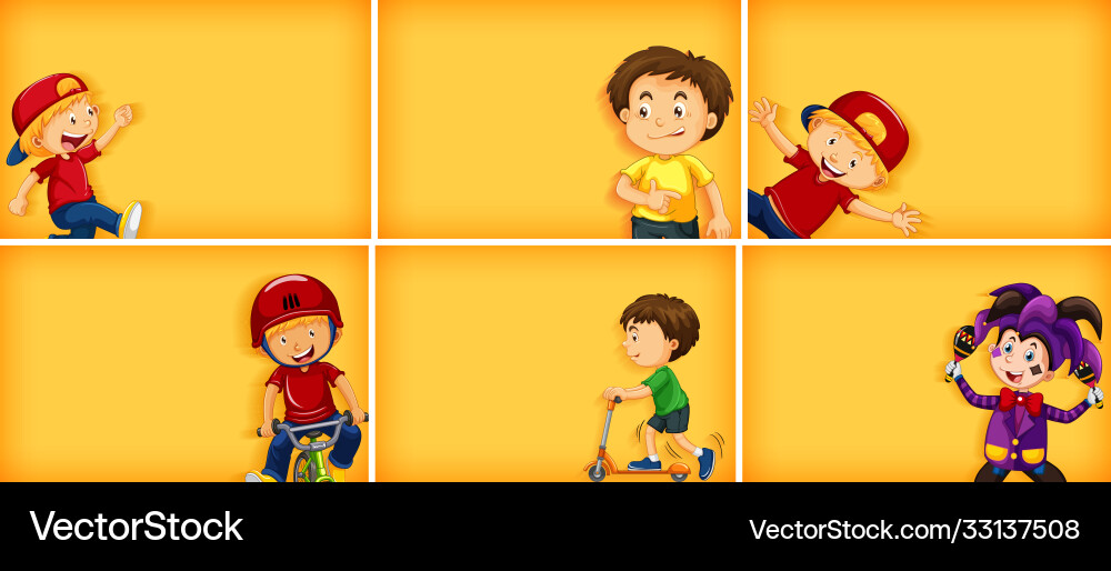 Set different kid characters on yellow color Set different kid characters on yellow color vector image