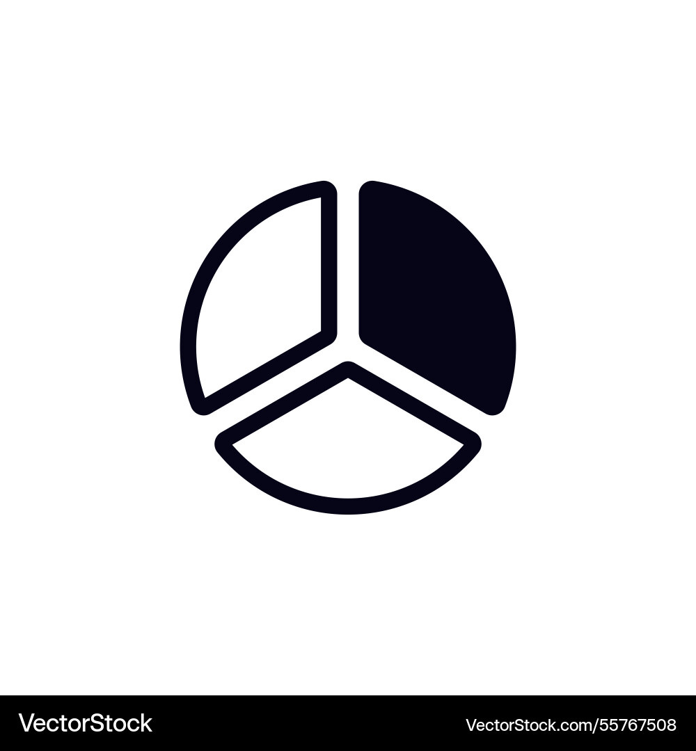 Simplified pie chart icon with three equal vector image