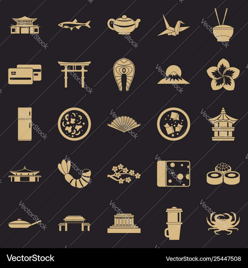Sushi bar icons set simple style Sushi bar icons set simple style vector image