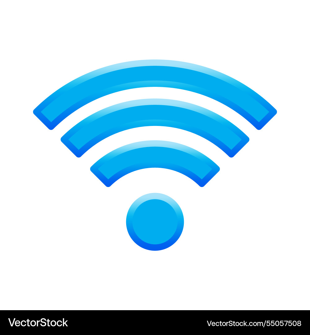 Wi fi icon blue signal waves connection symbol Wi fi icon blue signal waves connection symbol vector image