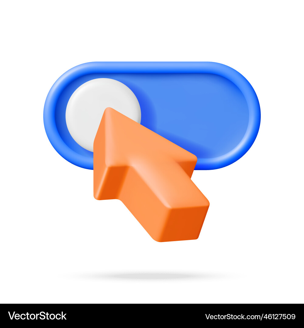 3d mouse cursor and switch button isolated 3d mouse cursor and switch button isolated vector image