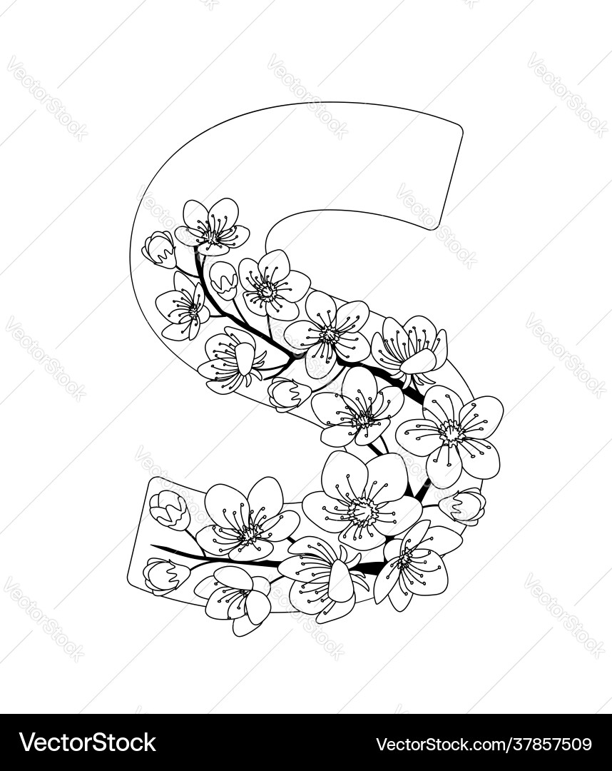 Capital letter s patterned with contour drawn Vector Image