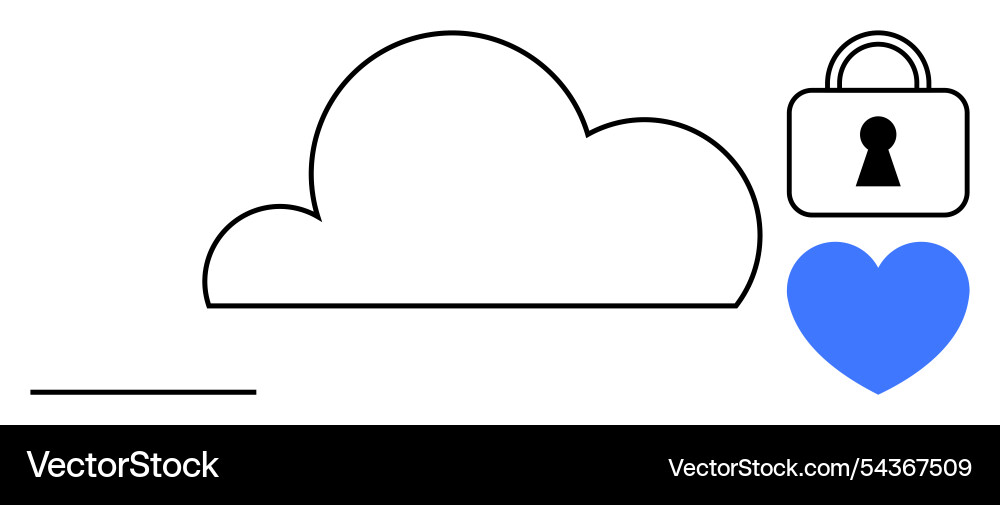 Cloud computing security with a lock and heart vector image