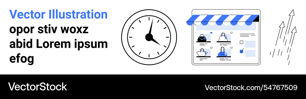 E-commerce webpage with product display clock Vector Image