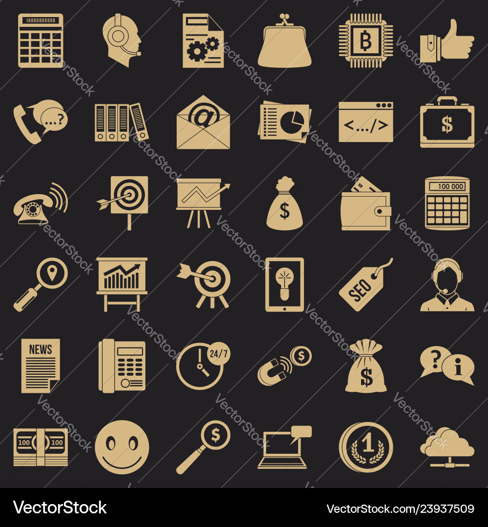 Marketing in internet icons set simple style Marketing in internet icons set simple style vector image